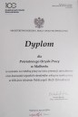 Dyplom dla Powiatowego Urzędu Pracy w Malborku w uznaniu za rzetelną pracę na rzecz promocji zatrudnienia oraz kreowanie wysokich standardów usług na rynku pracy w 100-lecie istnienia Publicznych Służb Zatrudnienia