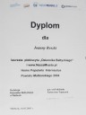 Dyplom - Laureat plebiscytu "Dziennika Bałtyckiego" i www.NaszeMaisto.pl Homo Popularis Internautus Powiatu Malborskiego 2004